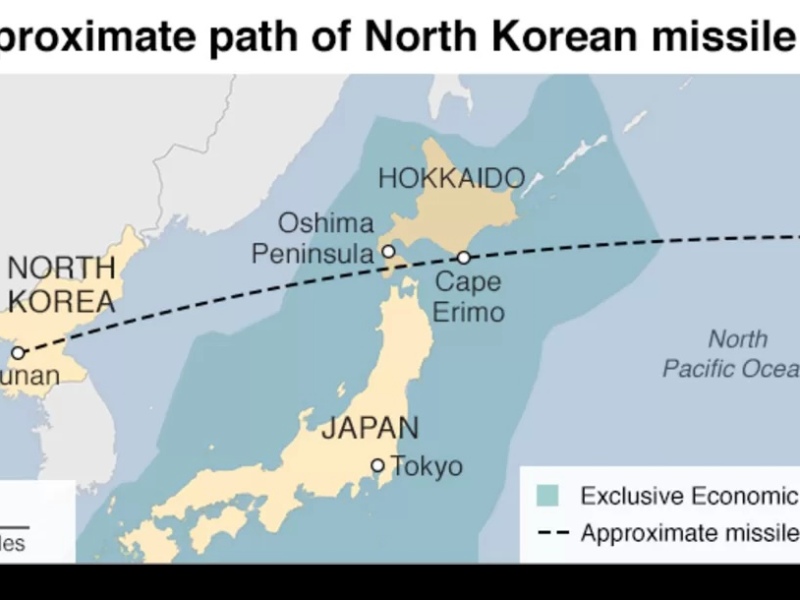North Korea launches missile over Northern Japan